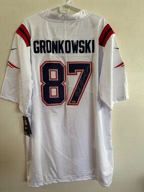 Rob Gronkowski signed New England Patriots autographed Nike jersey w/COA XXL 1